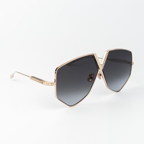 Valentino Men Sunglasses Titanium Gold Grey Oversized Aviator V - HEXAGON - Picture 5 of 16